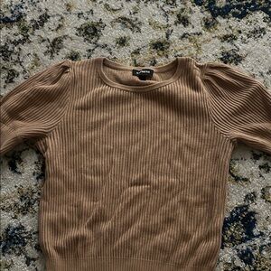 Express Brown Ribbed Crew Neck Sweater